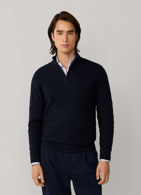 Cashmere Blend Honeycomb Quarter Zip Jumper - 2