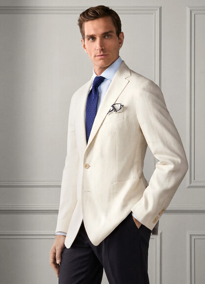 Linen-Cotton Herringbone Blazer