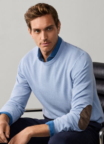 Merino Wool-Cashmere Blend Crew Neck Jumper