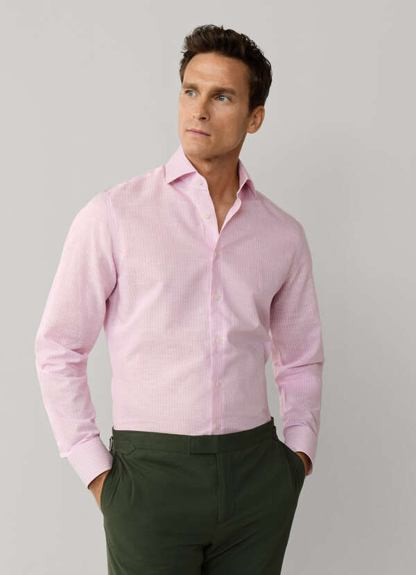 Classic Fit Formal Linen Blend Stripe Shirt Classic Fit Formal Linen Blend Stripe Shirt