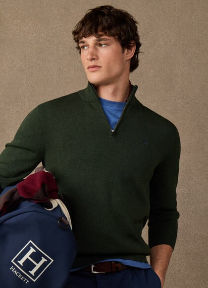 Cotton Branded Quarter Zip Jumper