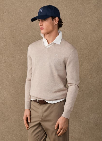 Cotton V-Neck Jumper