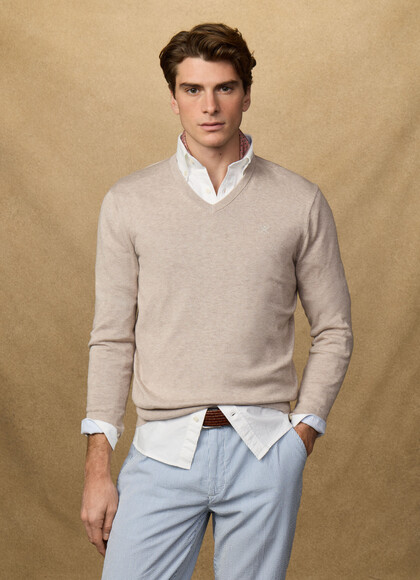 Cotton V-Neck Jumper