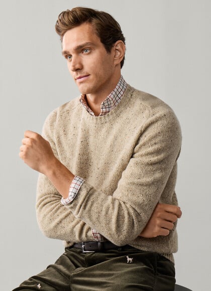 Merino Wool Donegal Crew Neck Jumper