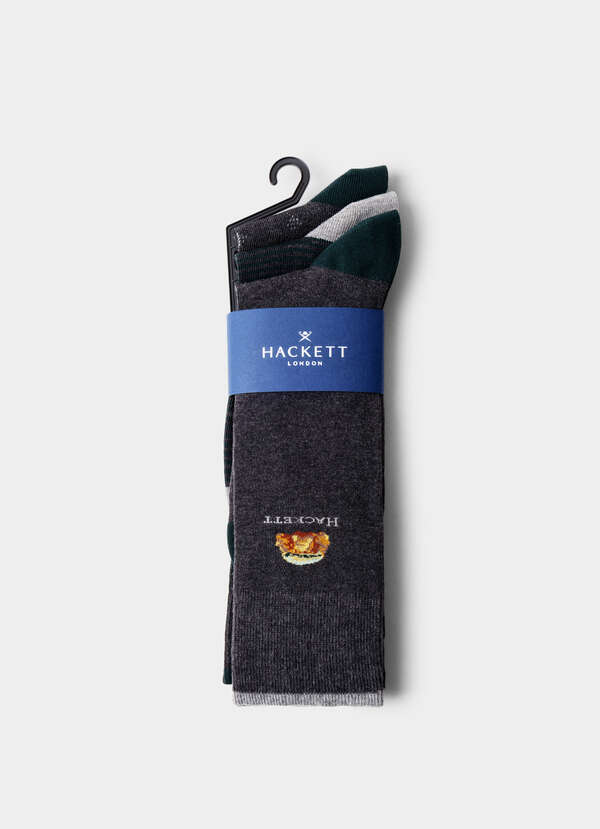 Three Pack Combed Cotton Harry Stripe Socks - 2