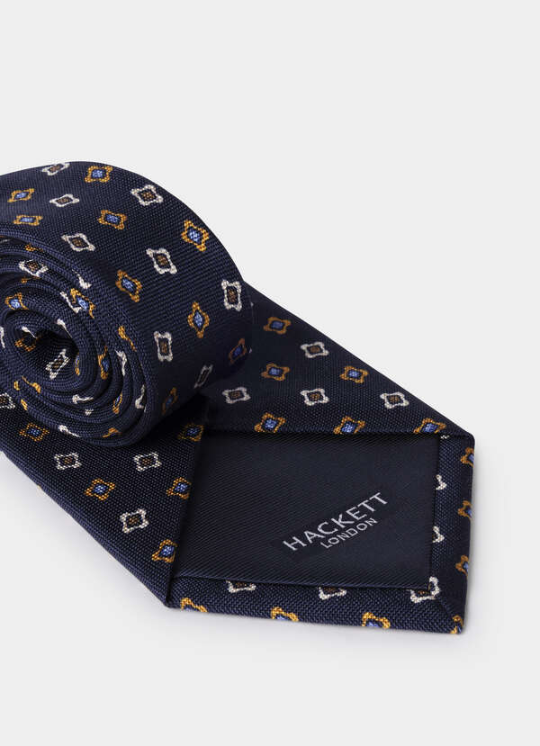 Geometric Motif Print Silk Tie - 2 Geometric Motif Print Silk Tie - 2