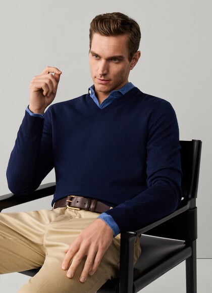 Merino Wool V Neck Jumper