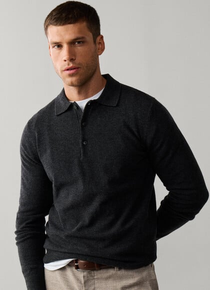 Lambswool Long Sleeve Knitted Polo
