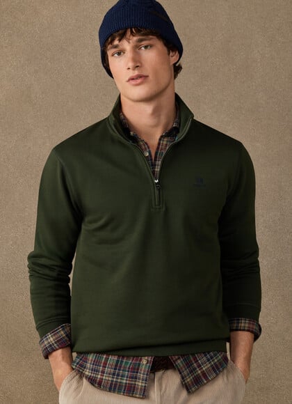 Branded Cotton Quarter Zip Sweat