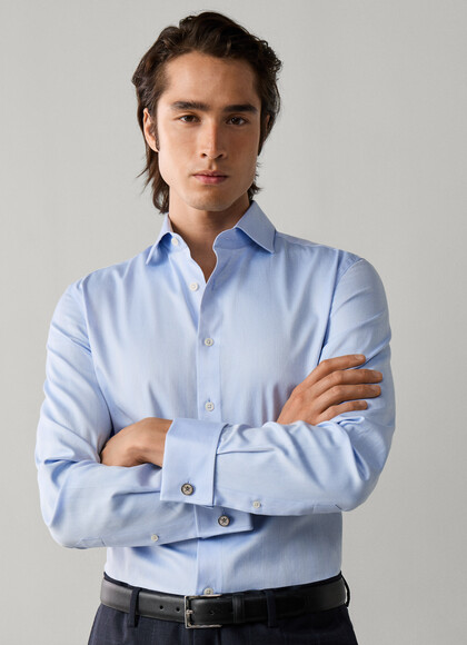 Tailored Fit Formal Herringbone Shirt