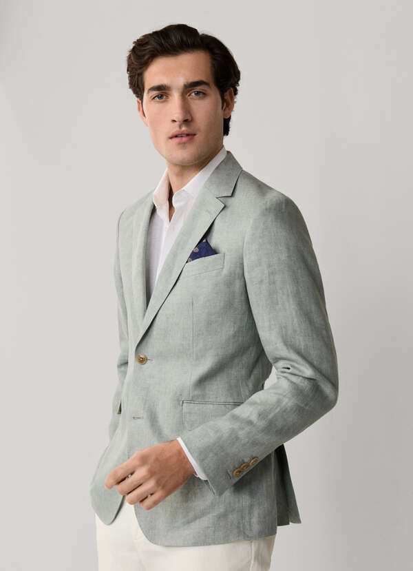 Linen Delave Hopsack Blazer Linen Delave Hopsack Blazer