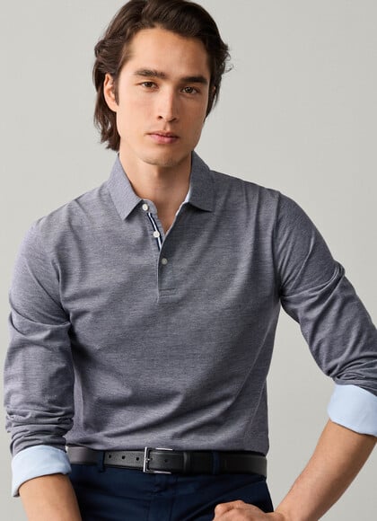 Classic Fit Long Sleeve Oxford Pique Polo
