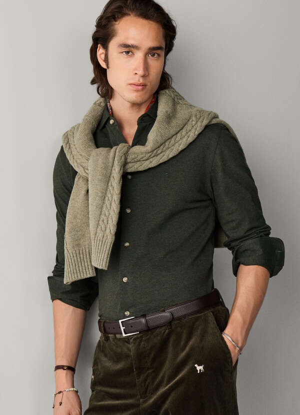 Tailored Fit Melange Jersey Shirt