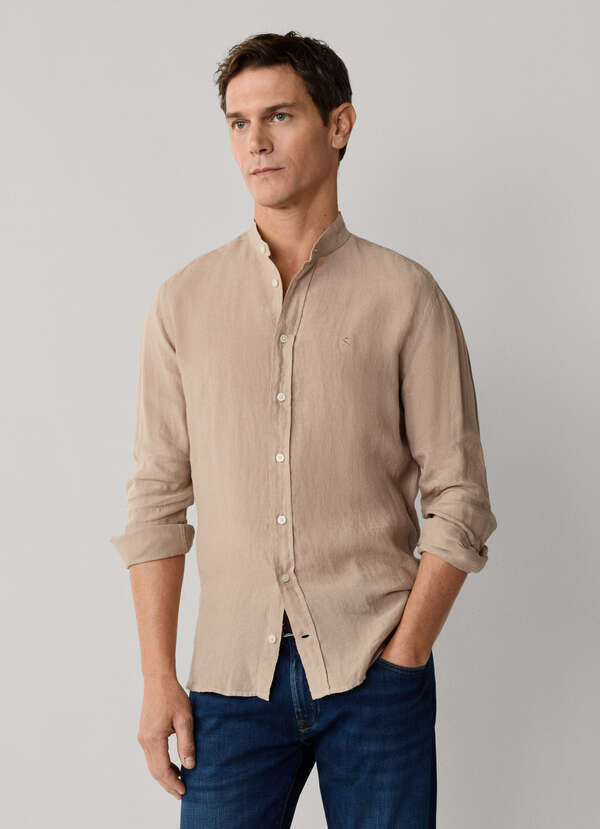 Tailored Fit Garment Dyed Linen Shirt