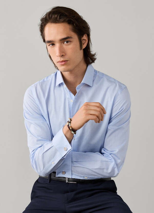 Tailored Fit Formal Two Tone Check Shirt