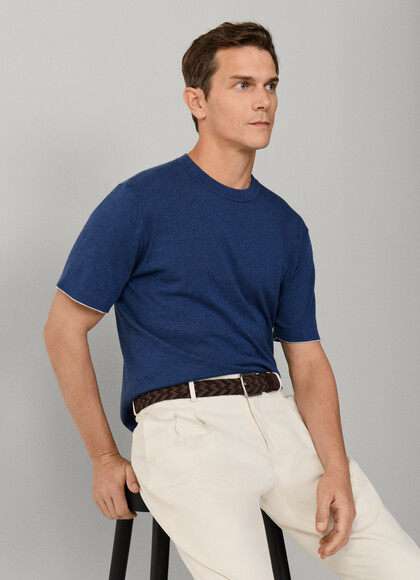 Cotton-Linen Knitted Short Sleeve T-Shirt