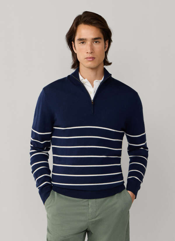 Merino Wool Stripe Quarter Zip Jumper - 2 Merino Wool Stripe Quarter Zip Jumper - 2