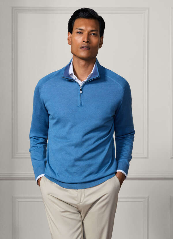 Silk-Cotton Quarter Zip Jumper - 2