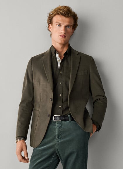 Cotton Brushed Twill Blazer -Woven in Italy