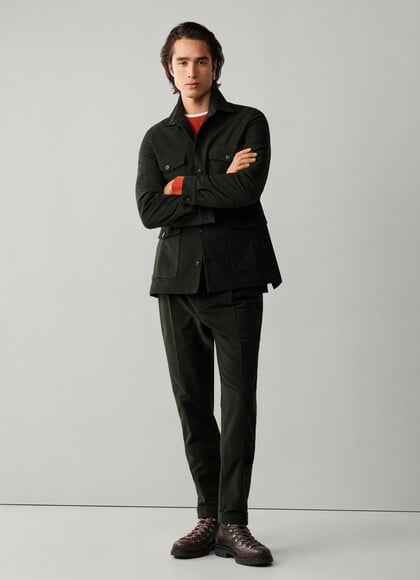 Tapered Fit Moleskin Trouser-Woven in Italy