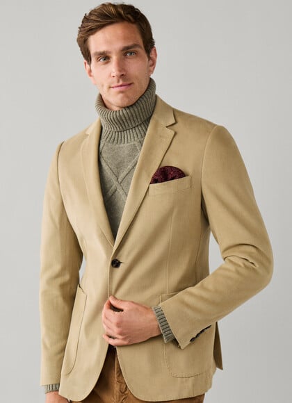 Cotton Brushed Twill Blazer -Woven in Italy