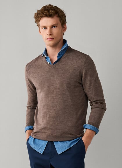 Merino Wool V Neck Jumper