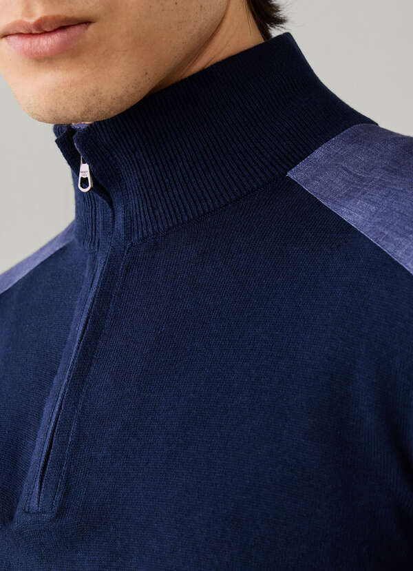 Linen-Cotton Hybrid Quarter Zip Jumper - 2