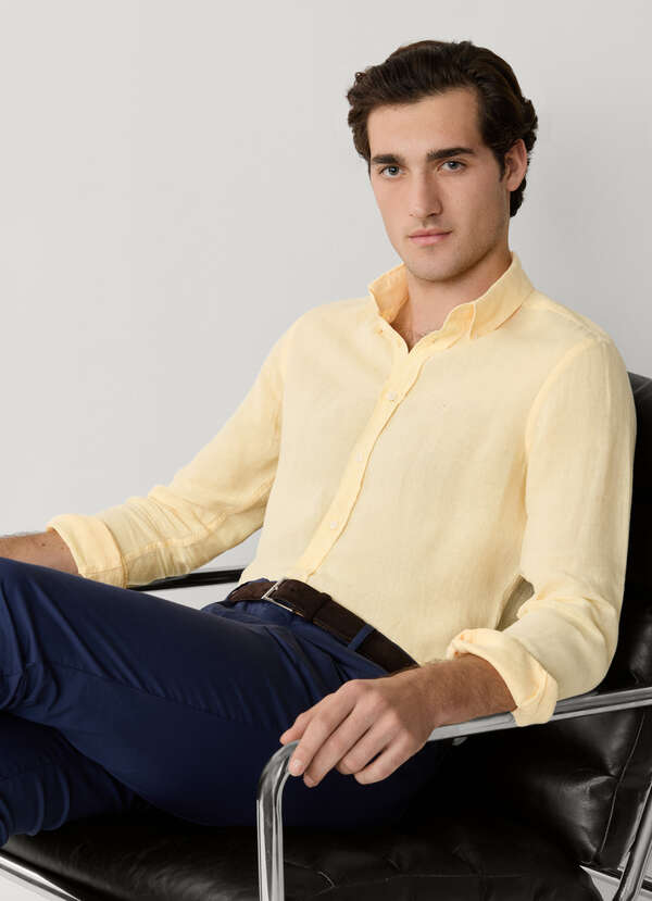 Tailored Fit Garment Dyed Linen Shirt Tailored Fit Garment Dyed Linen Shirt