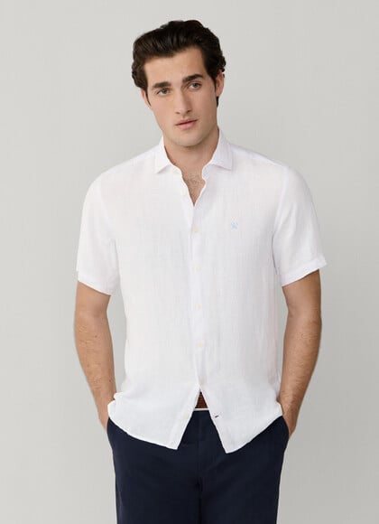 Tailored Fit Short Sleeve Linen Shirt