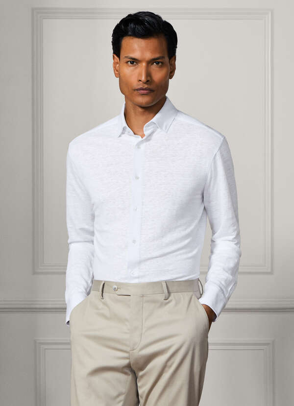 Classic Fit Linen Long Sleeve Shirt Polo - 2