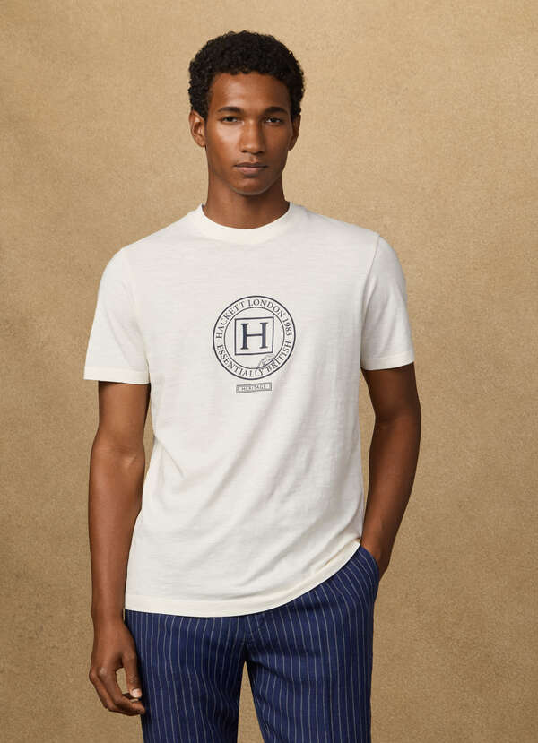 Classic Fit Linen Blend Graphic T-Shirt - 2
