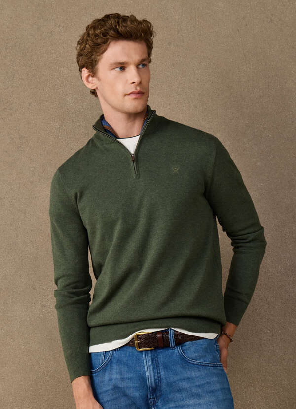 Cotton Quarter Zip Jumper