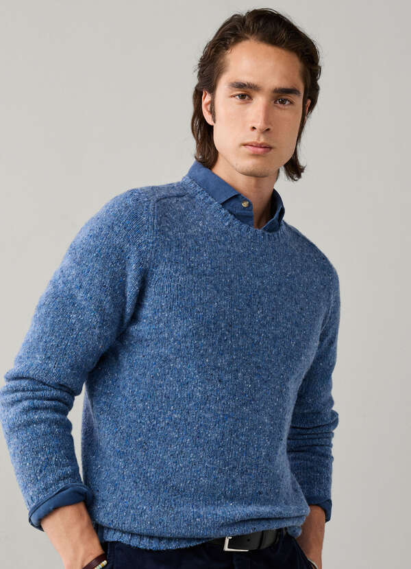Merino Wool Donegal Crew Neck Jumper