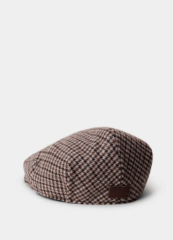 Wool Blend Houndstooth Flat Cap - 2