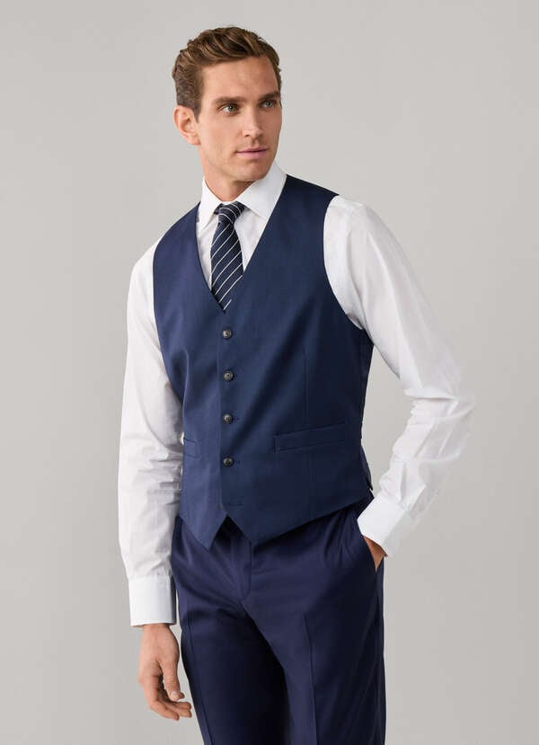 Wool Birdseye Waistcoat - Woven in Italy Wool Birdseye Waistcoat - Woven in Italy