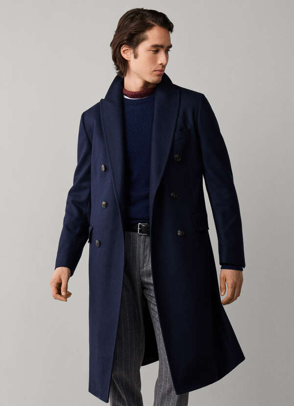 Wool Blend Double Breasted Herringbone Coat Wool Blend Double Breasted Herringbone Coat