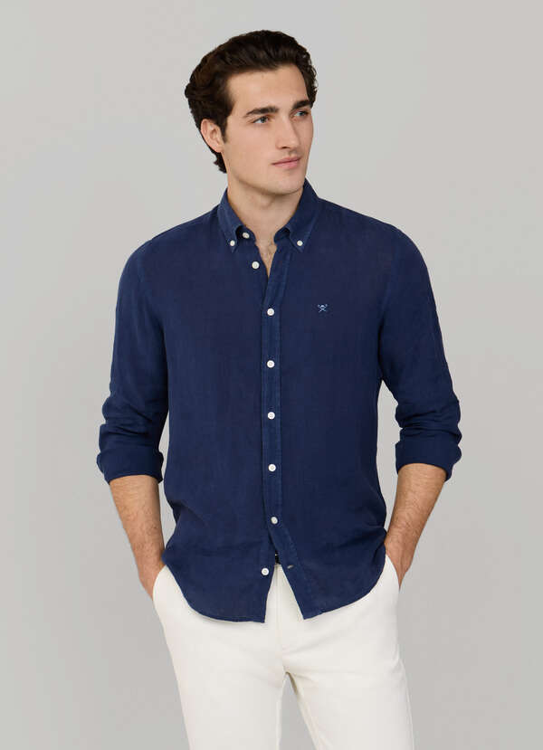 Tailored Fit Garment Dyed Linen Shirt