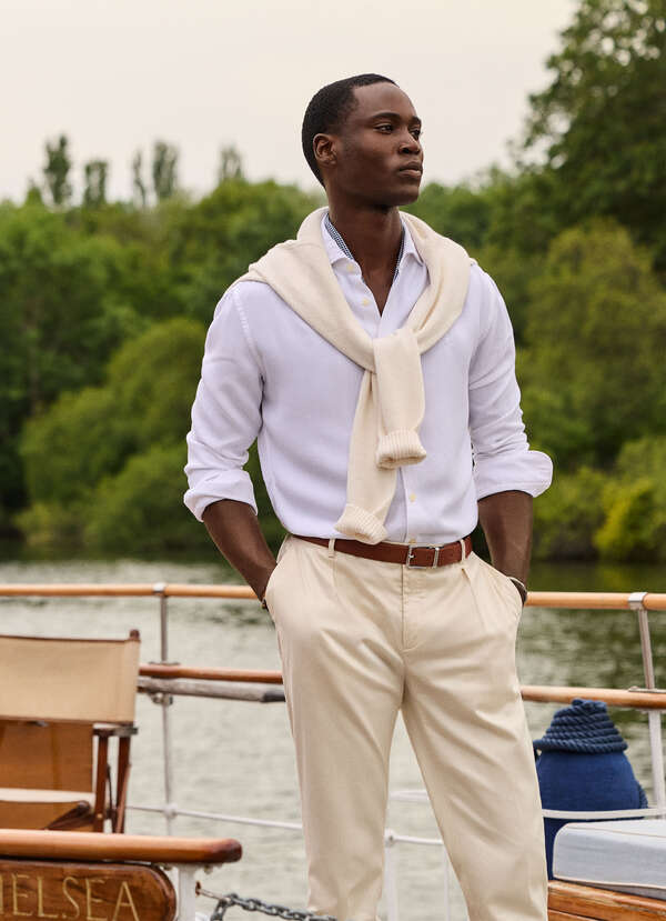 Tailored Fit Garment Dyed Textured Shirt