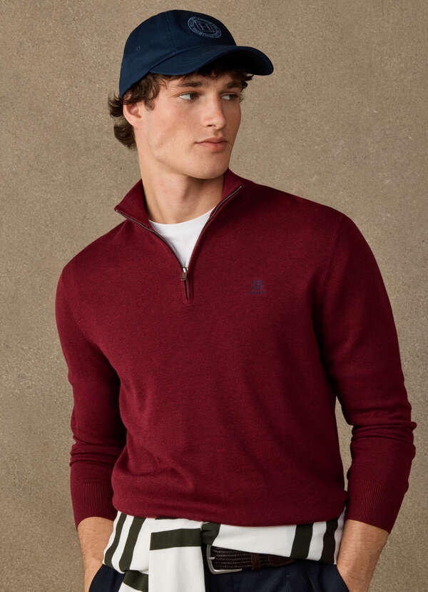 Cotton Branded Quarter Zip Jumper