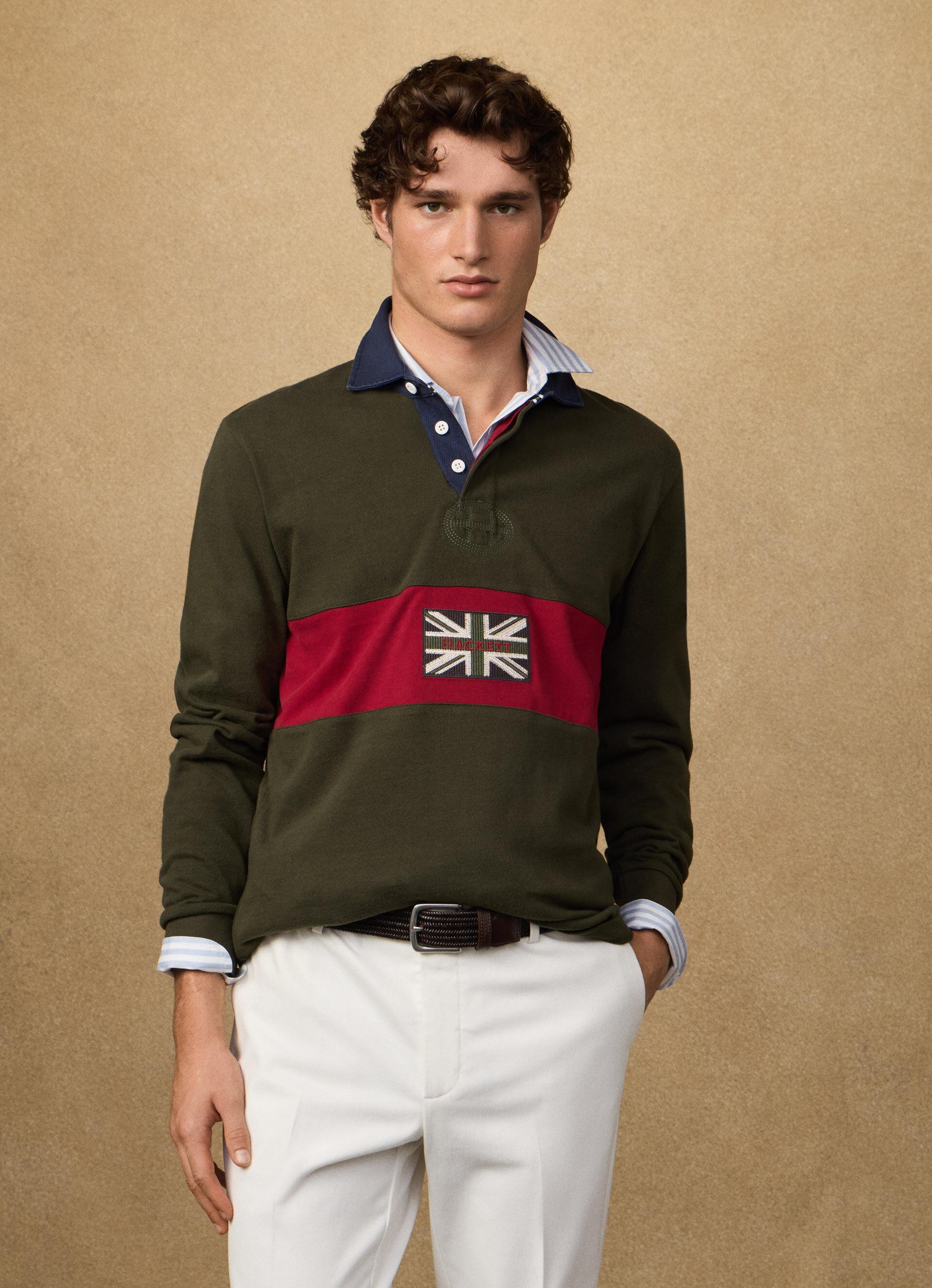 Classic Fit Long Sleeve Peaks Rugby | Hackett London
