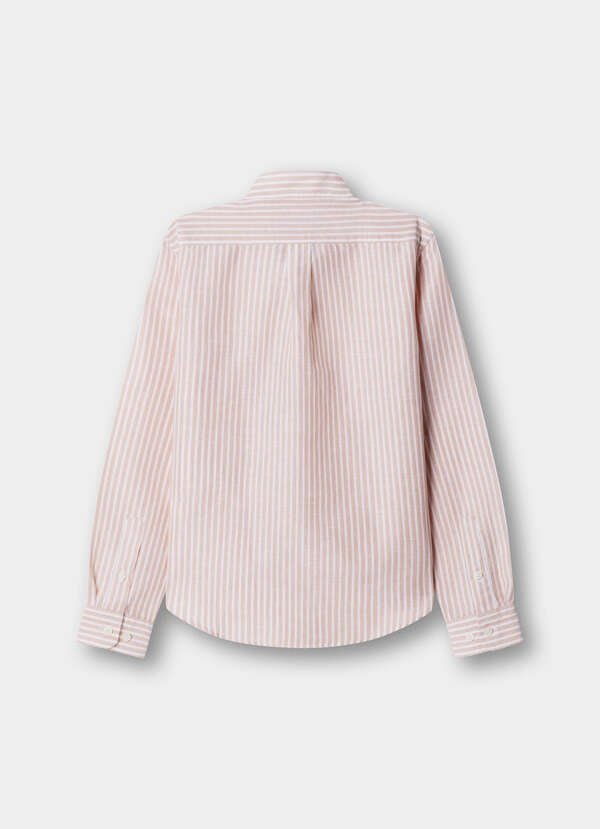 Classic Fit Band Collar Striped Shirt - 2 Classic Fit Band Collar Striped Shirt - 2