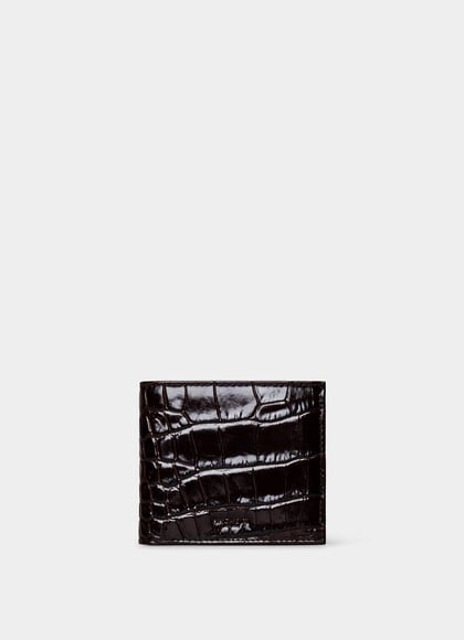 Leather Croc Stamped Billfold Wallet
