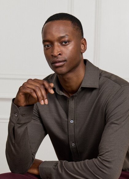 Classic Fit Cotton-Cashmere Jersey Shirt