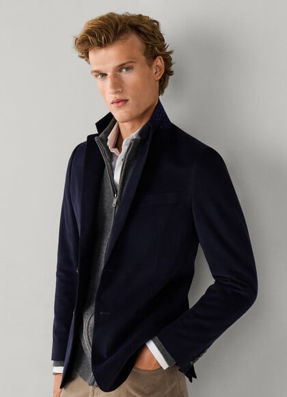 Cotton Brushed Twill Blazer -Woven in Italy