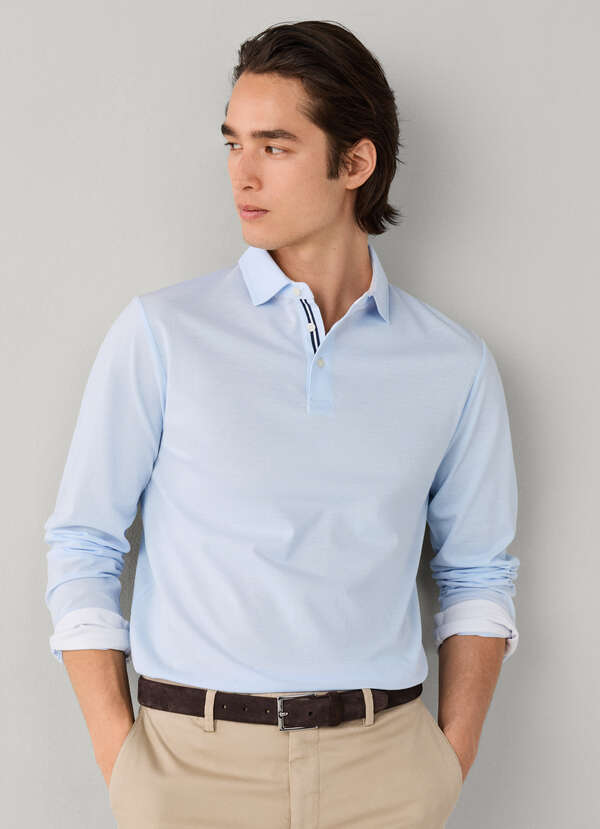 Classic Fit Long Sleeve Oxford Pique Polo