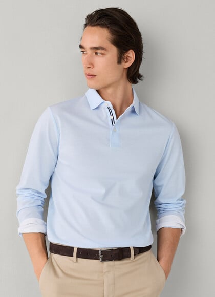 Classic Fit Long Sleeve Oxford Pique Polo