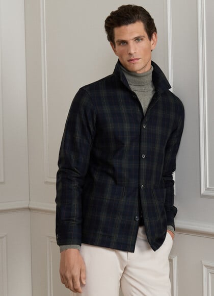 Wool-Cashmere Blackwatch Check Overshirt