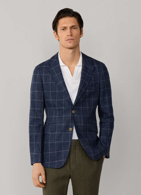 Linen-Cotton Windowpane Check Blazer - 2 Linen-Cotton Windowpane Check Blazer - 2