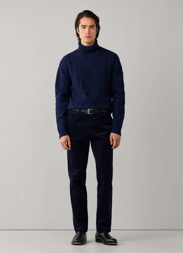 Wool-Cashmere Argyle Cable Roll Neck Jumper - 2