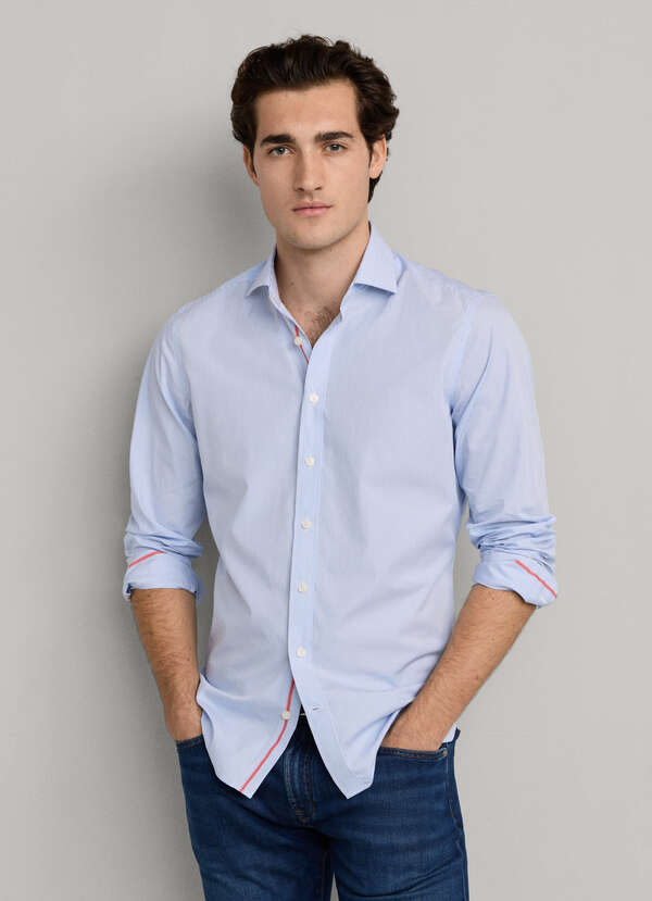 Tailored Fit Engineered Stripe Poplin Shirt Tailored Fit Engineered Stripe Poplin Shirt
